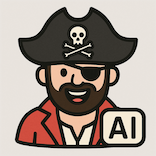 Smiling pirate with the word AI in the lower right corner