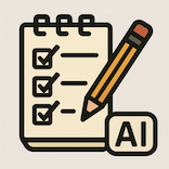 Pencil and paper with the word AI in the lower right corner